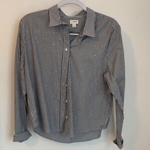 J. Crew Women's Blue and White Striped Blouse